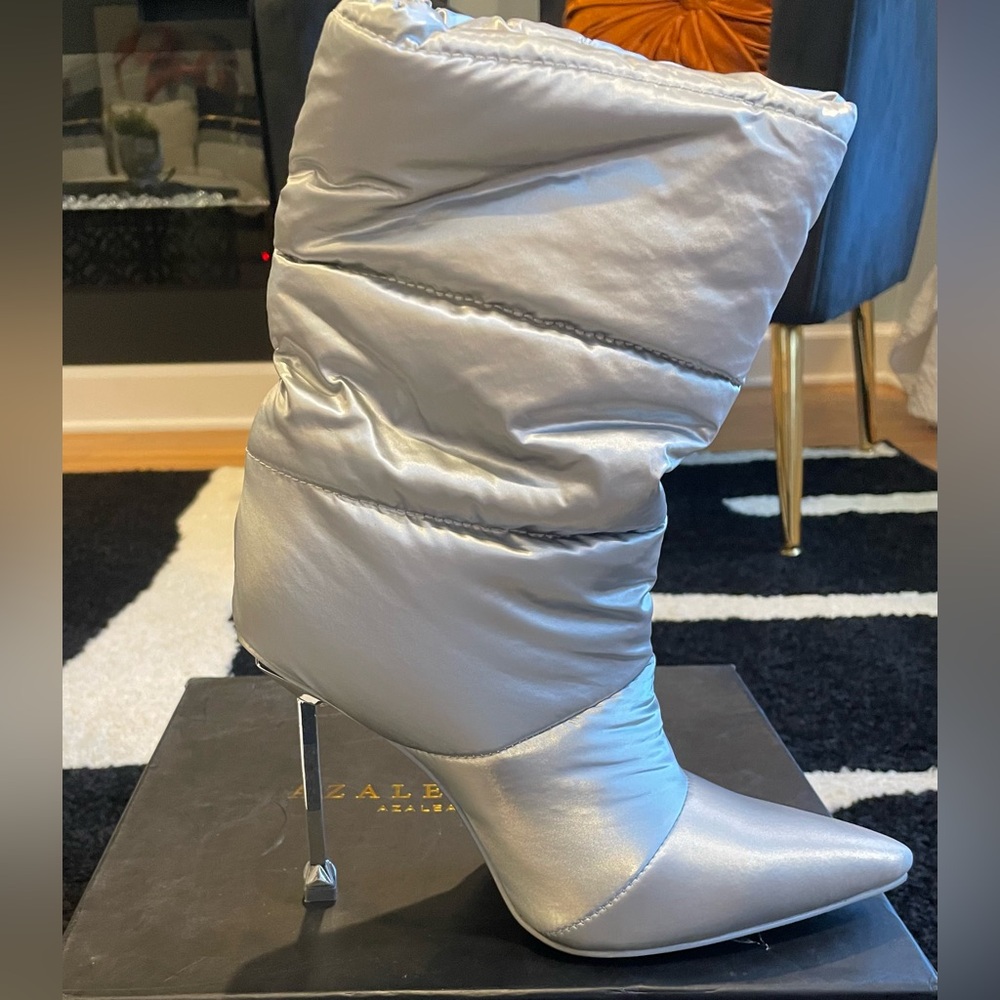 Azalea Wang Silver Stiletto Heel Boot
